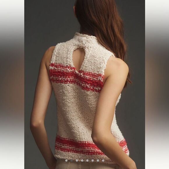 Pilcro Nautical Mock-neck Keyhole Sweater Top - Picture 2 of 7